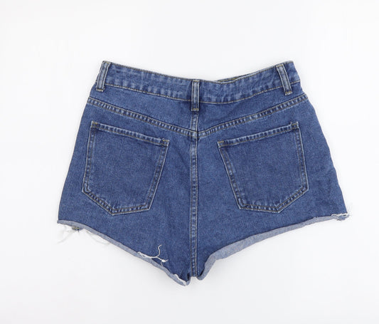 SheIn Womens Blue Cotton Hot Pants Shorts Size M L3 in Regular Button