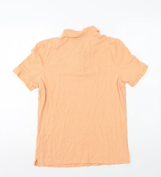 Marks and Spencer Mens Orange Cotton Polo Size S Collared Button
