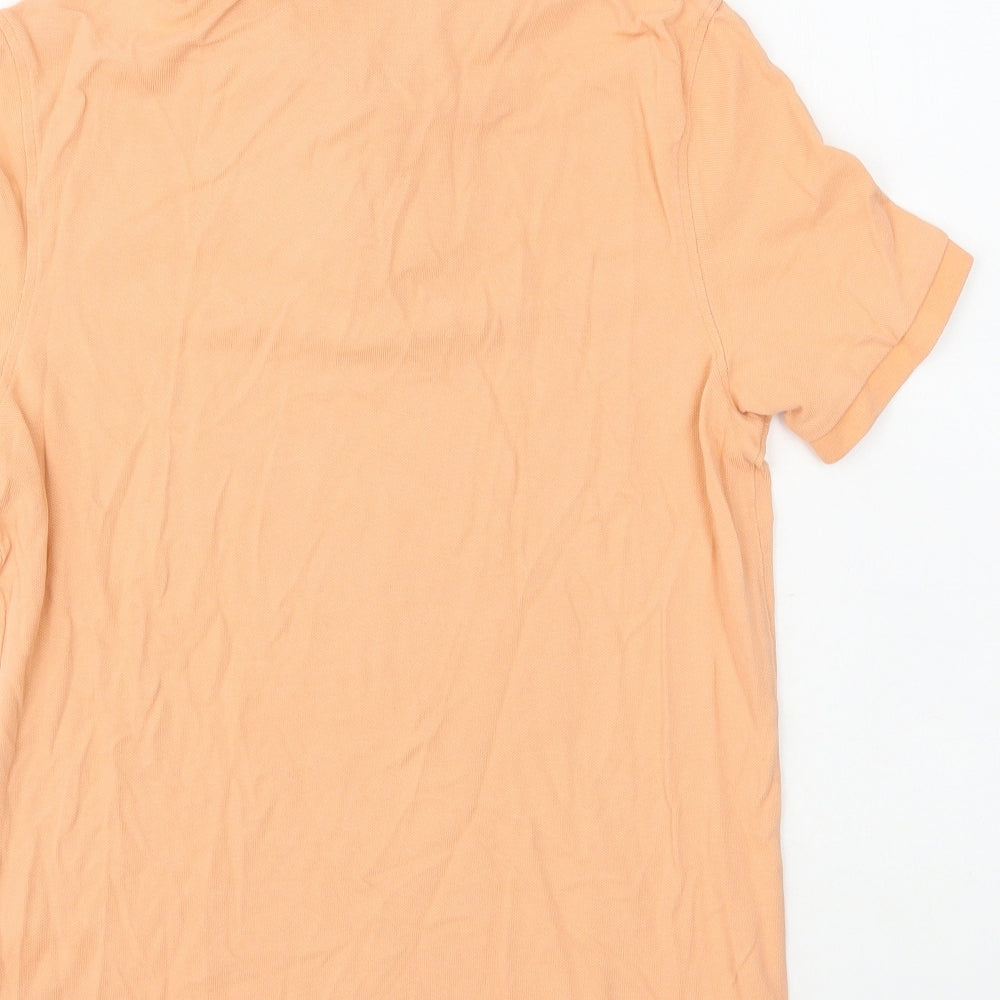 Marks and Spencer Mens Orange Cotton Polo Size S Collared Button