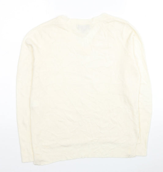 Primark Womens Ivory V-Neck Acrylic Pullover Jumper Size XS