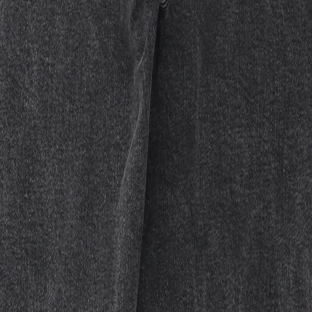 Pull&Bear Womens Grey Cotton Straight Jeans Size 8 L26 in Regular Zip - Distressed hem