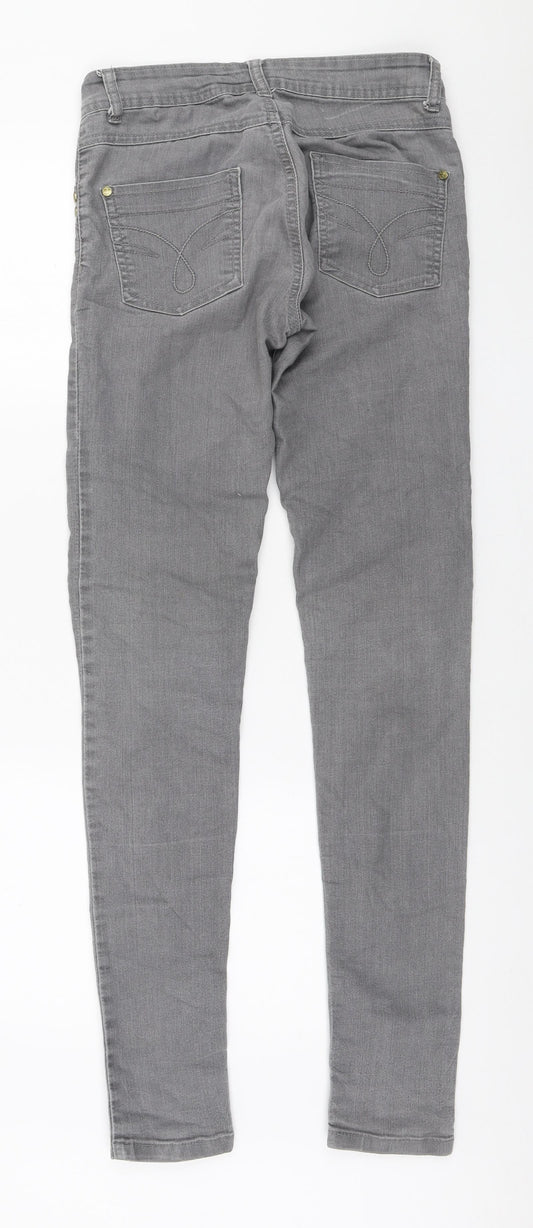 Denim & Co. Womens Grey Cotton Skinny Jeans Size 8 L31 in Regular Zip