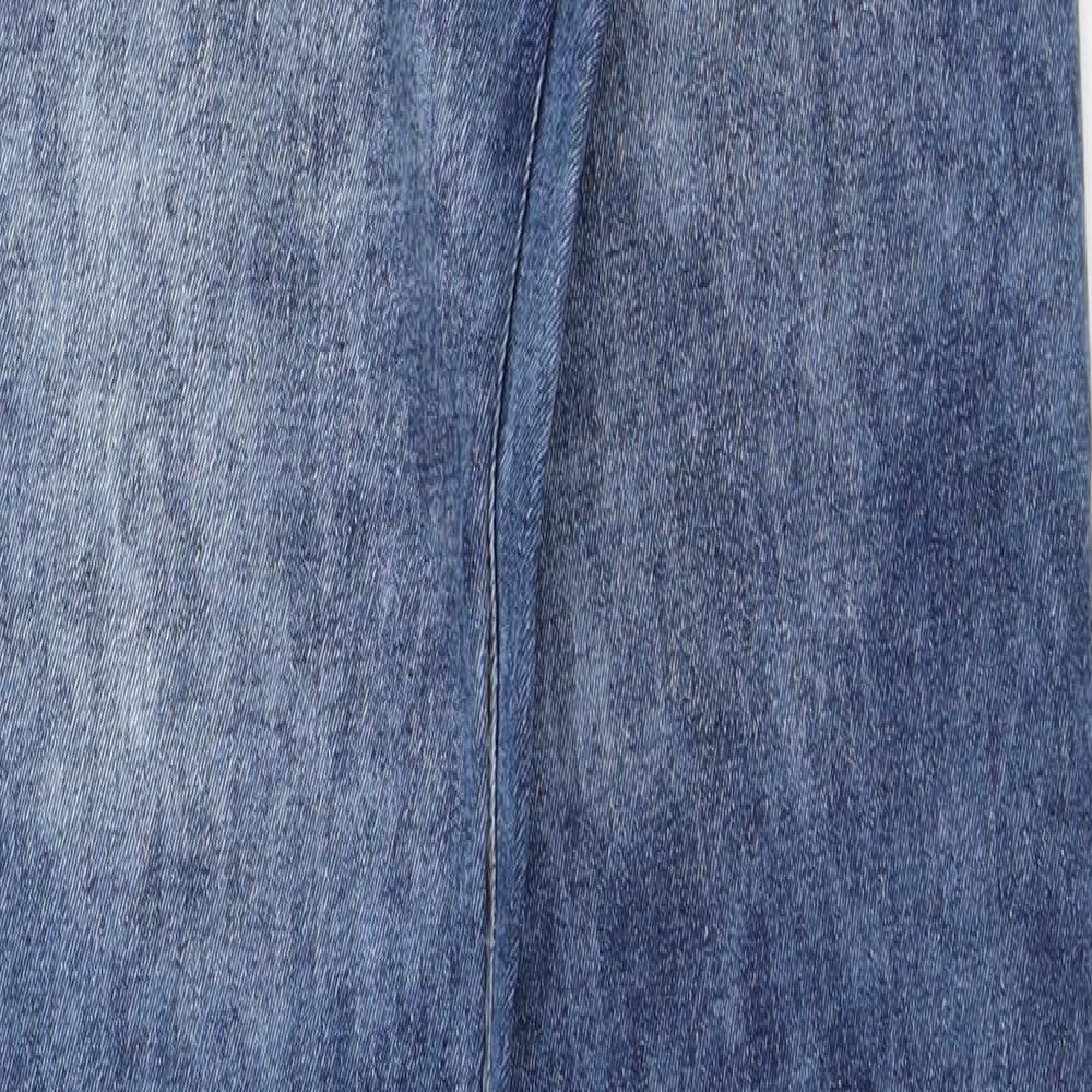 D555 Mens Blue Cotton Straight Jeans Size 31 in L33 in Regular Zip - Acid wash