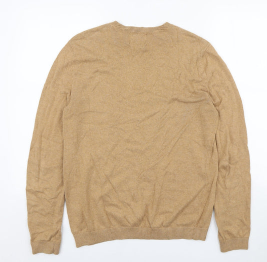 Topman Mens Brown Round Neck Acrylic Pullover Jumper Size S