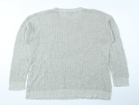 New Look Mens Grey Round Neck Acrylic Pullover Jumper Size M