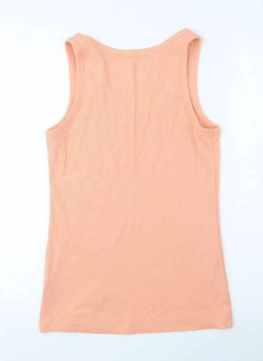 F&F Womens Orange Polyester Camisole Tank Size 12 Scoop Neck - Ribbed