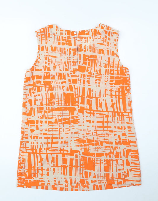 Fenn Wright Manson Womens Orange Geometric Polyester Basic Tank Size XS Round Neck