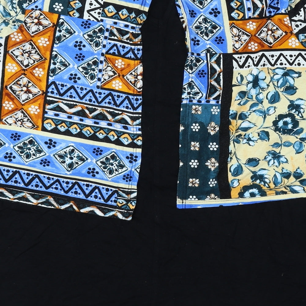 TU Womens Multicoloured Geometric Viscose Basic Blouse Size 12 Round Neck