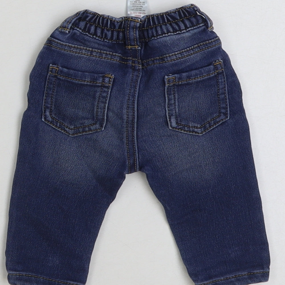 George Boys Blue Cotton Jeans Size 0-3 Months Pullover