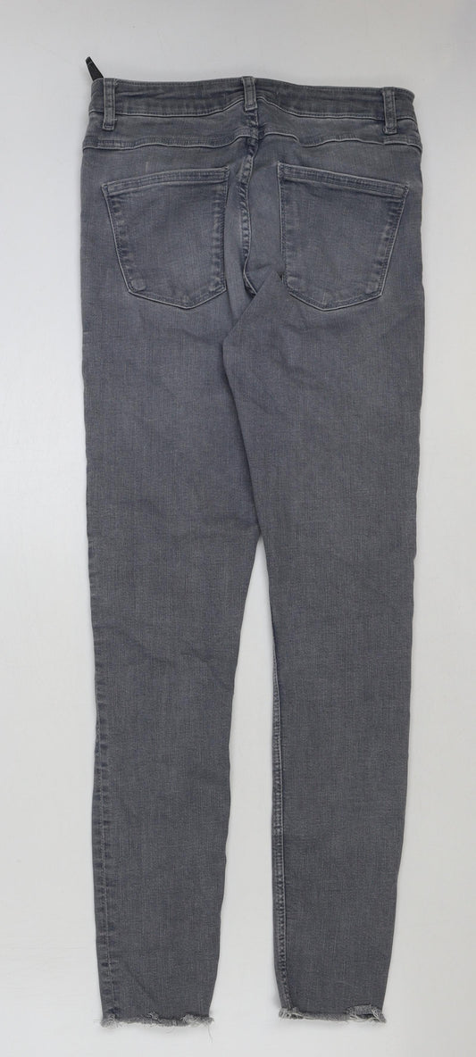 Zara Womens Grey Cotton Skinny Jeans Size 8 L29 in Regular Button