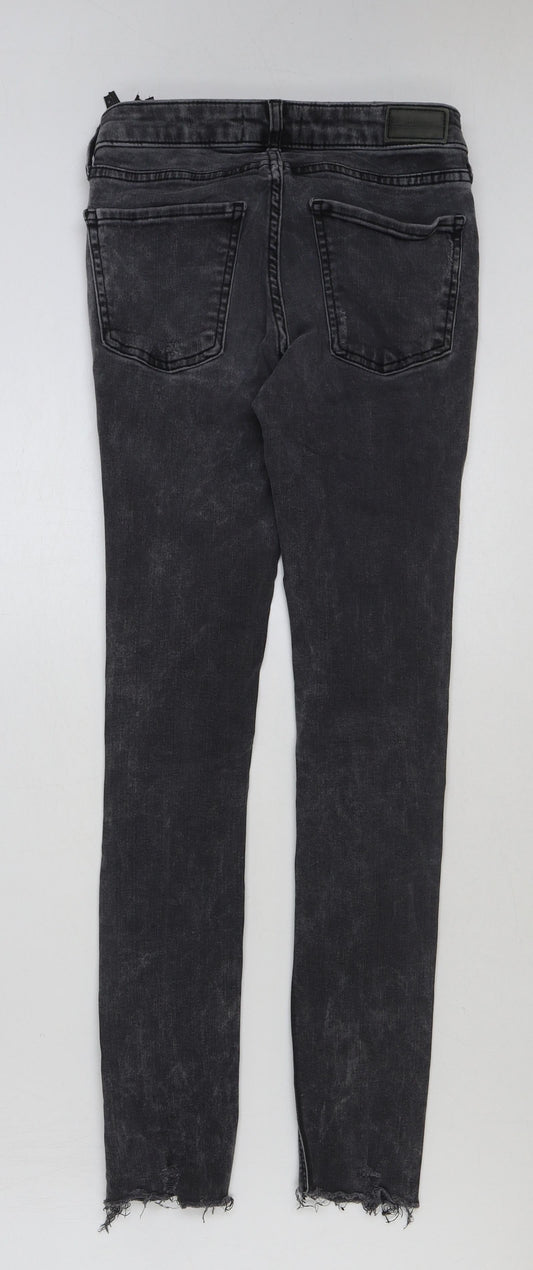 Zara Womens Grey Cotton Skinny Jeans Size 8 L27 in Regular Button