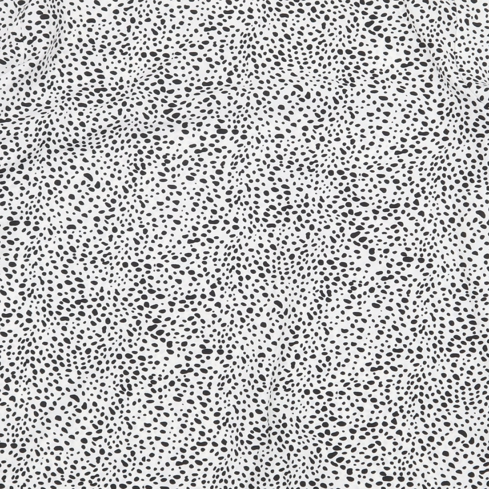 SheIn Womens White Animal Print Polyester Basic Blouse Size M V-Neck