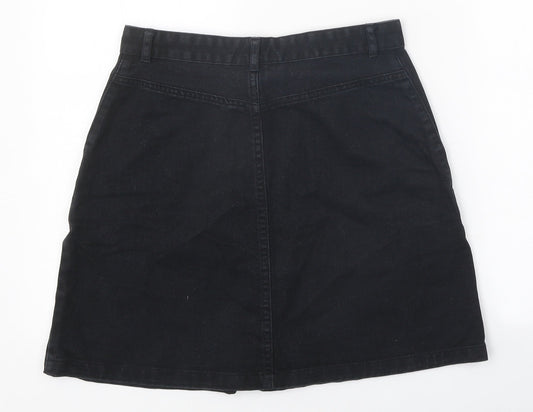 Monki Womens Black Cotton Mini Skirt Size 28 in Zip