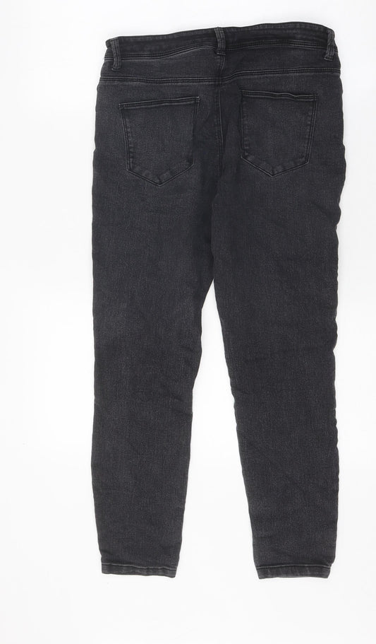 Primark Womens Black 100% Cotton Skinny Jeans Size 12 L24 in Regular Zip