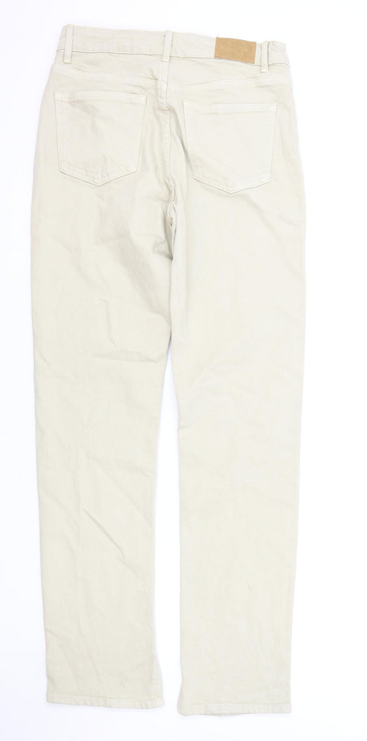 Zara Mens Ivory Cotton Straight Jeans Size 28 in L32 in Regular Zip