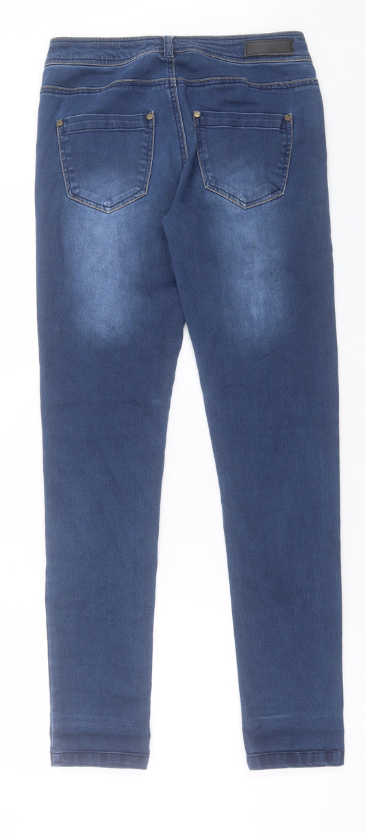 FRANSA Womens Blue Cotton Skinny Jeans Size 8 L32 in Regular Button