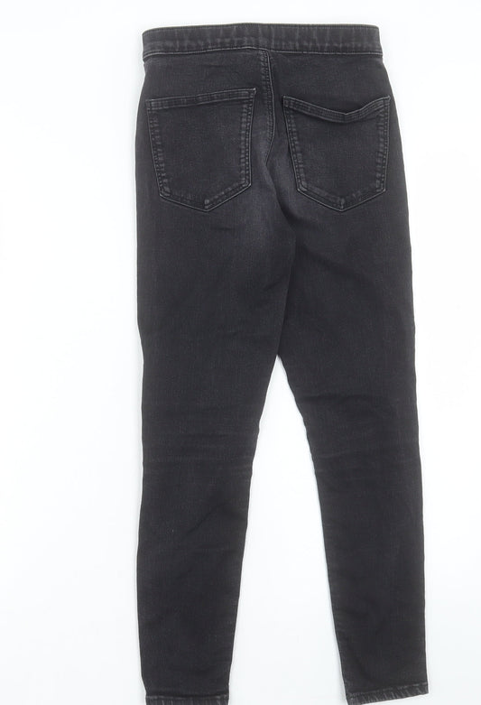 Topshop Womens Black Cotton Cropped Jeans Size 24 in L23 in Regular Button