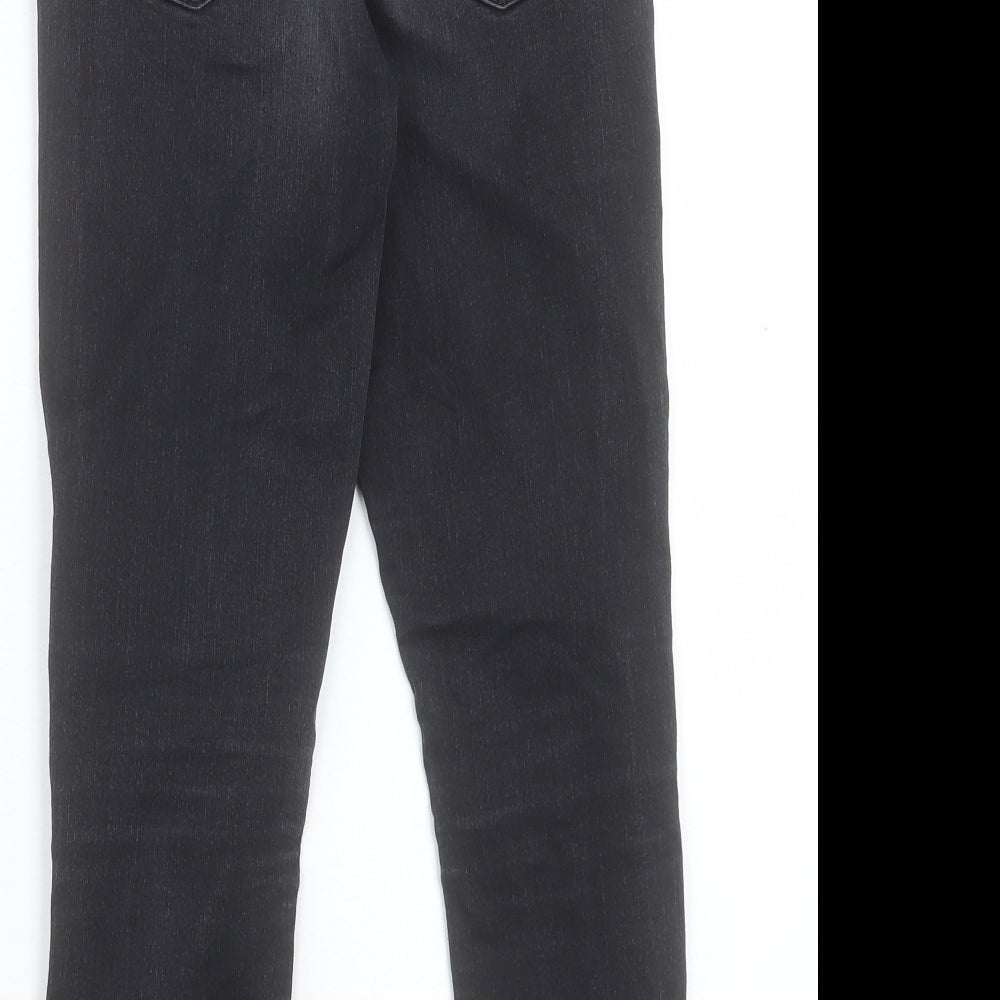 Topshop Womens Black Cotton Cropped Jeans Size 24 in L23 in Regular Button