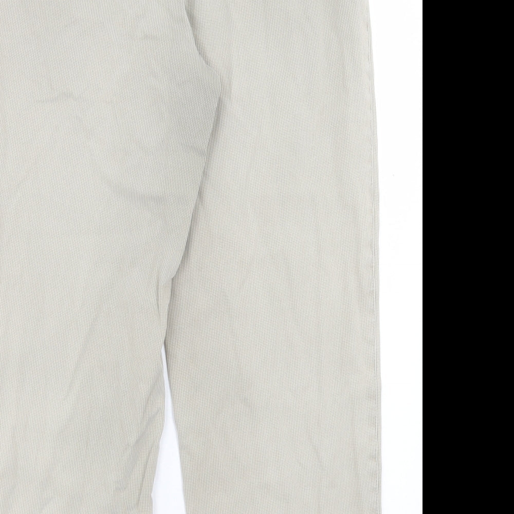 Statz Mens Beige Cotton Trousers Size 34 in L28 in Regular Button