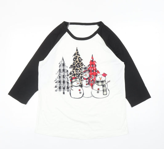Womens UK Size M Preworn White Ringer T-Shirt