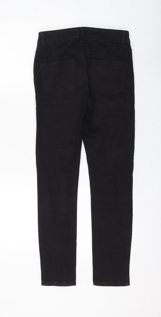 Miss Selfridge Womens Black Cotton Skinny Jeans Size 8 L26 in Regular Zip