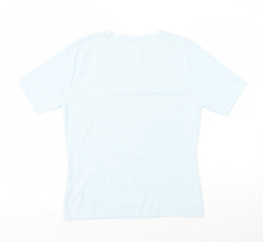 Womens UK Size 10 Karen Scott Blue Basic T-Shirt