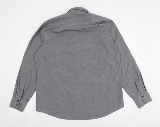 Mens UK Size 16.5 Jack Reid Grey Button-Up Long Sleeve Casual Shirt