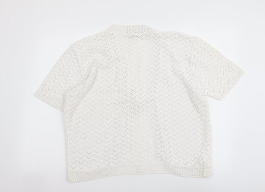 Womens UK Size M Glimpse Design White Shrug Jumper