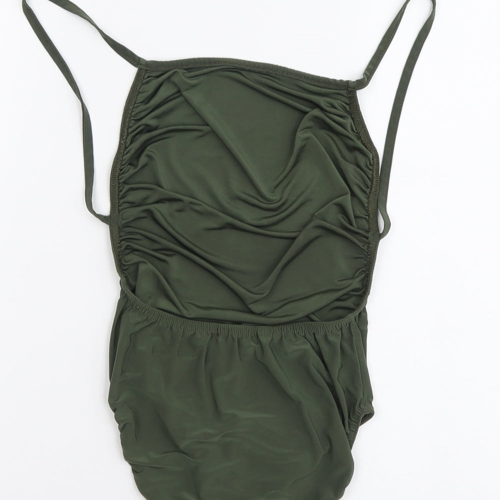 Boohoo Womens Green Polyester Bodysuit One-Piece Size 8 Snap