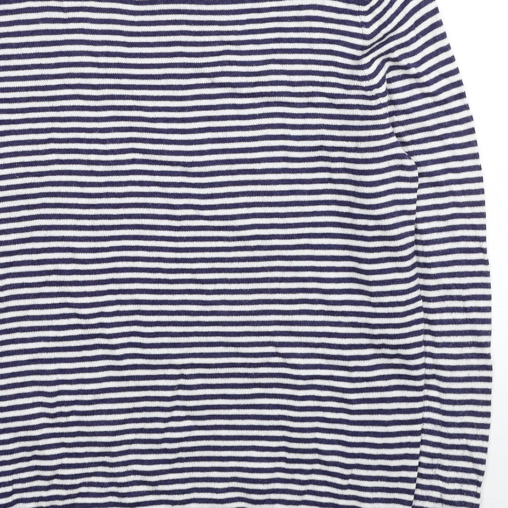 George Womens Blue Scoop Neck Striped Viscose Pullover Jumper Size 16 - Hello