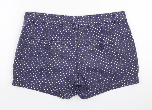 F&F Womens Blue Geometric Cotton Mom Shorts Size 10 L3 in Regular Zip