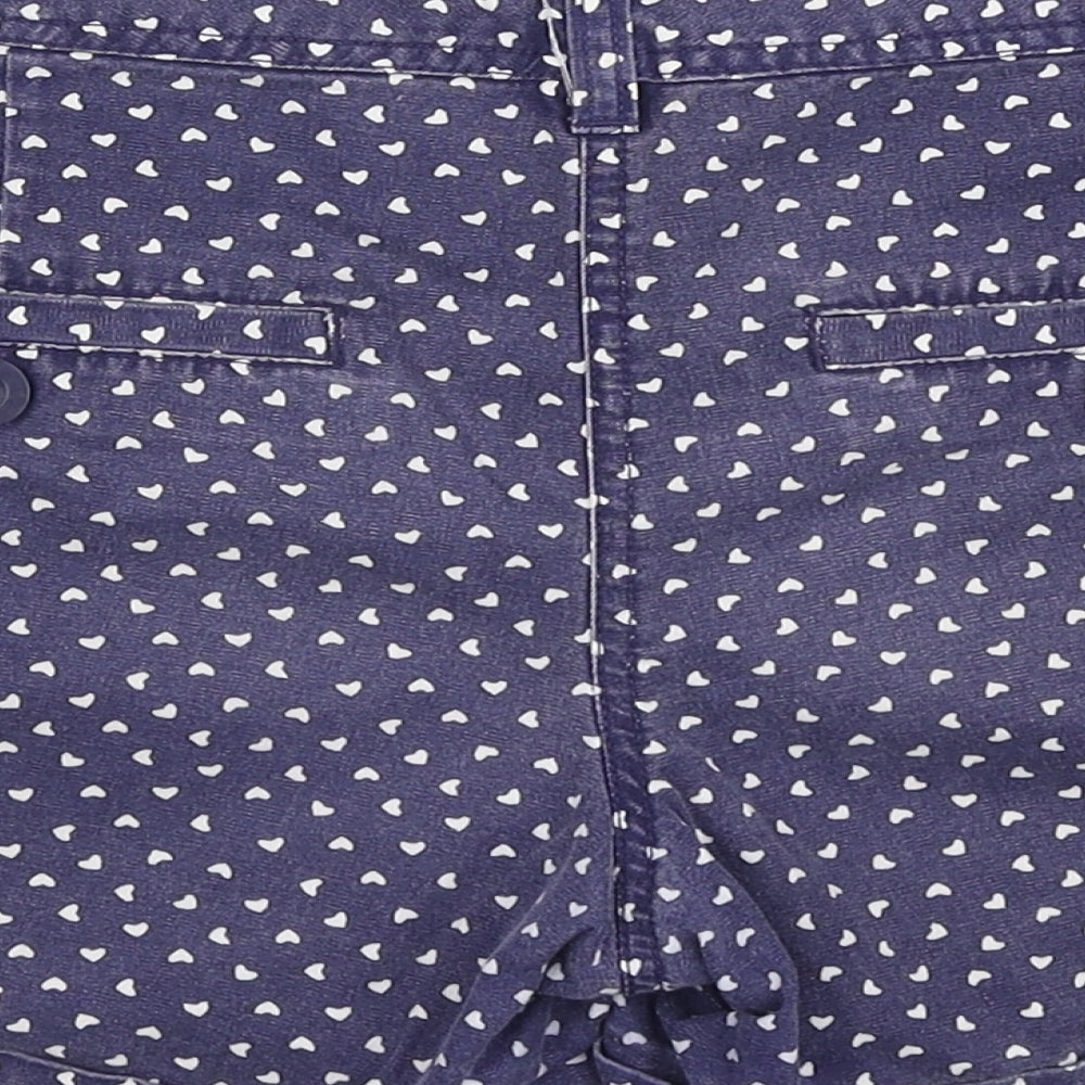 F&F Womens Blue Geometric Cotton Mom Shorts Size 10 L3 in Regular Zip