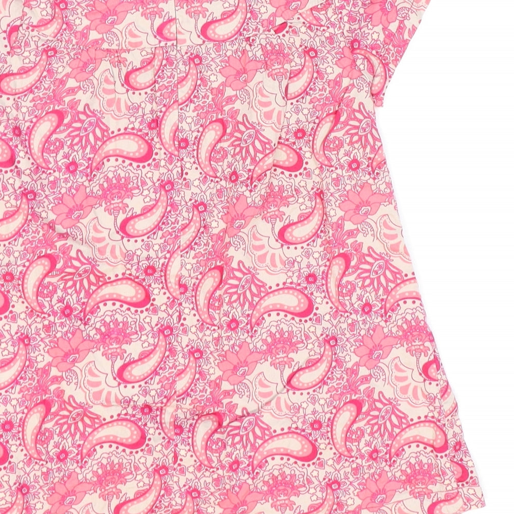 Vertbaudet Girls Pink Paisley 100% Cotton Shift Size 3 Years Round Neck Zip