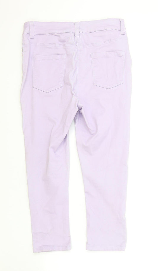 M&Co Womens Purple Cotton Skinny Jeans Size 12 L21 in Regular Zip