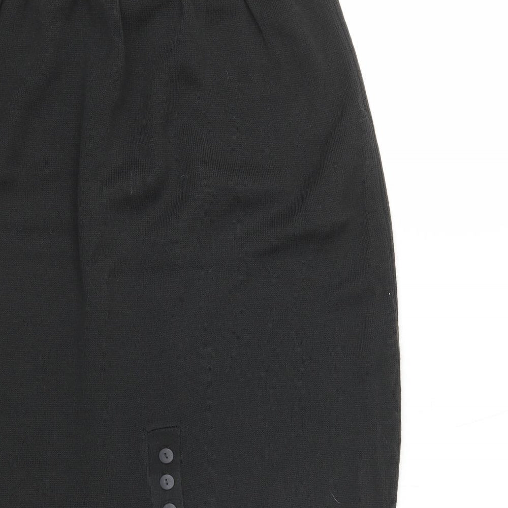 Link Fashion Womens Black Acrylic Straight & Pencil Skirt Size M - Buttons on Back