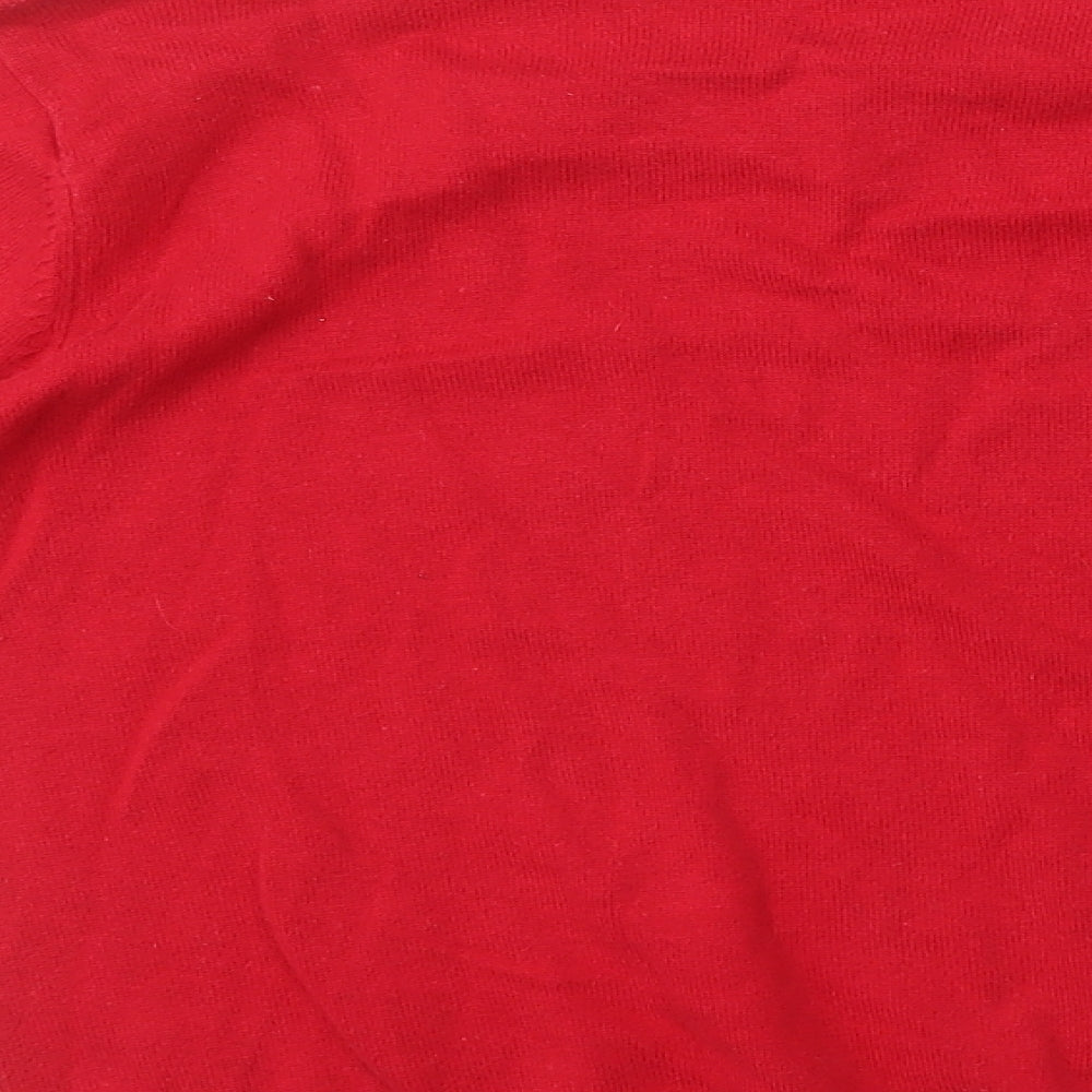 TU Girls Red V-Neck 100% Cotton Pullover Jumper Size 12 Years Pullover