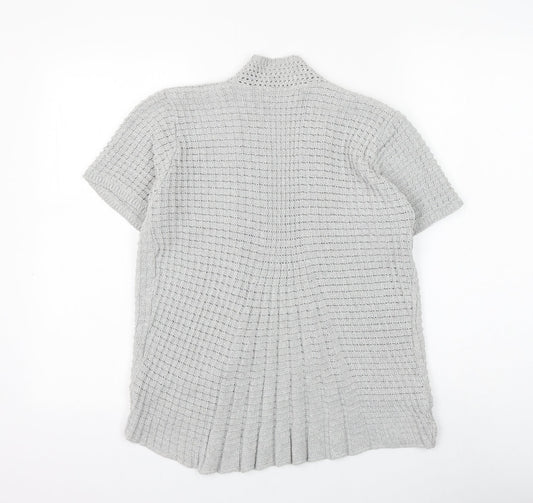 Pure & Natural Womens Grey V-Neck Cotton Cardigan Jumper Size M