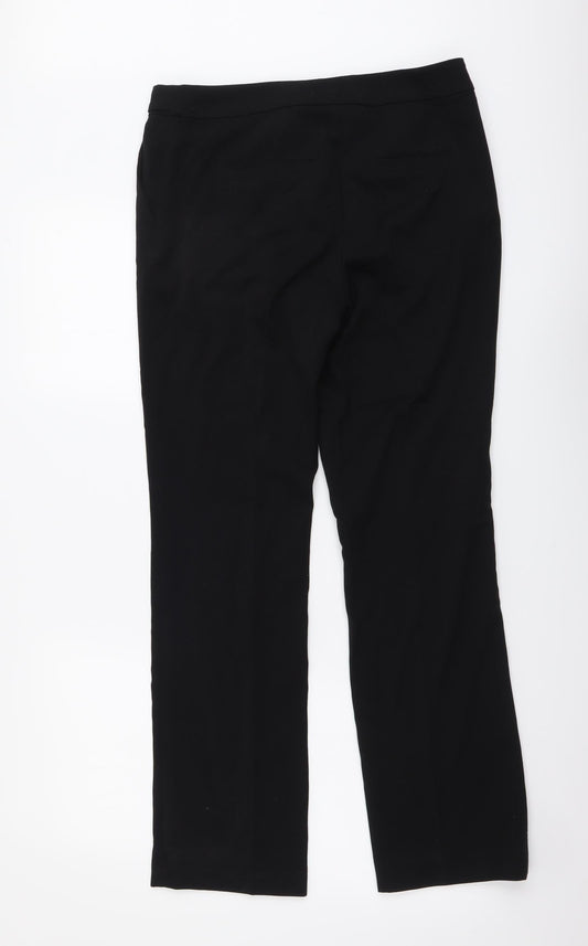 TU Womens Black Polyester Trousers Size 12 L29 in Regular Button