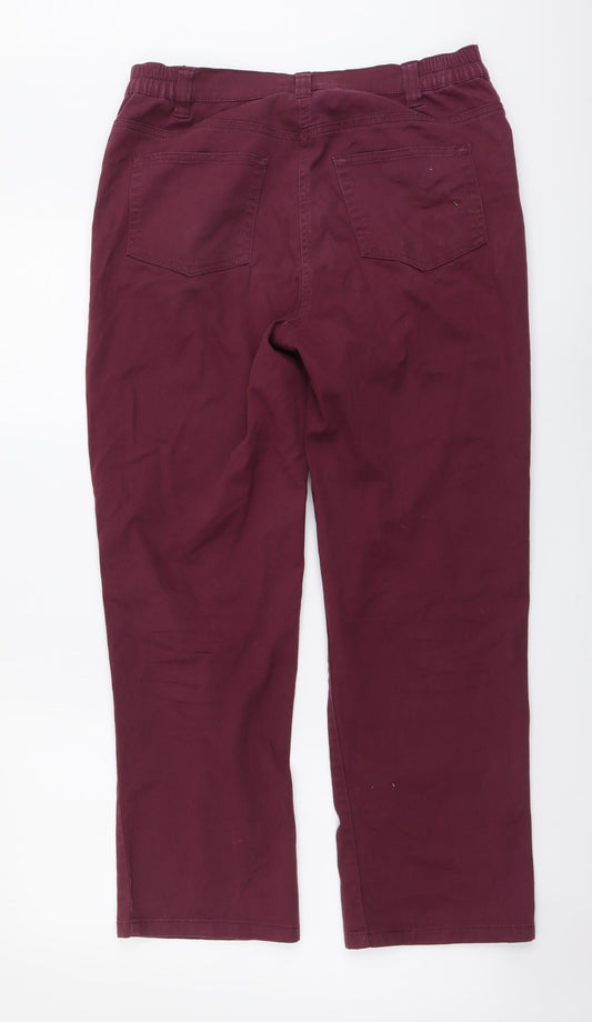 Damart Womens Purple Cotton Straight Jeans Size 12 L26 in Regular Button