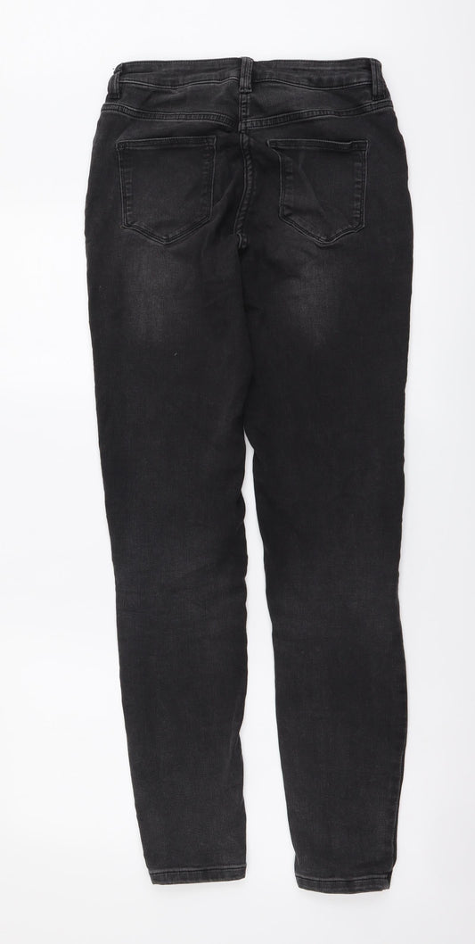 NEXT Womens Grey Cotton Skinny Jeans Size 8 L31 in Regular Button