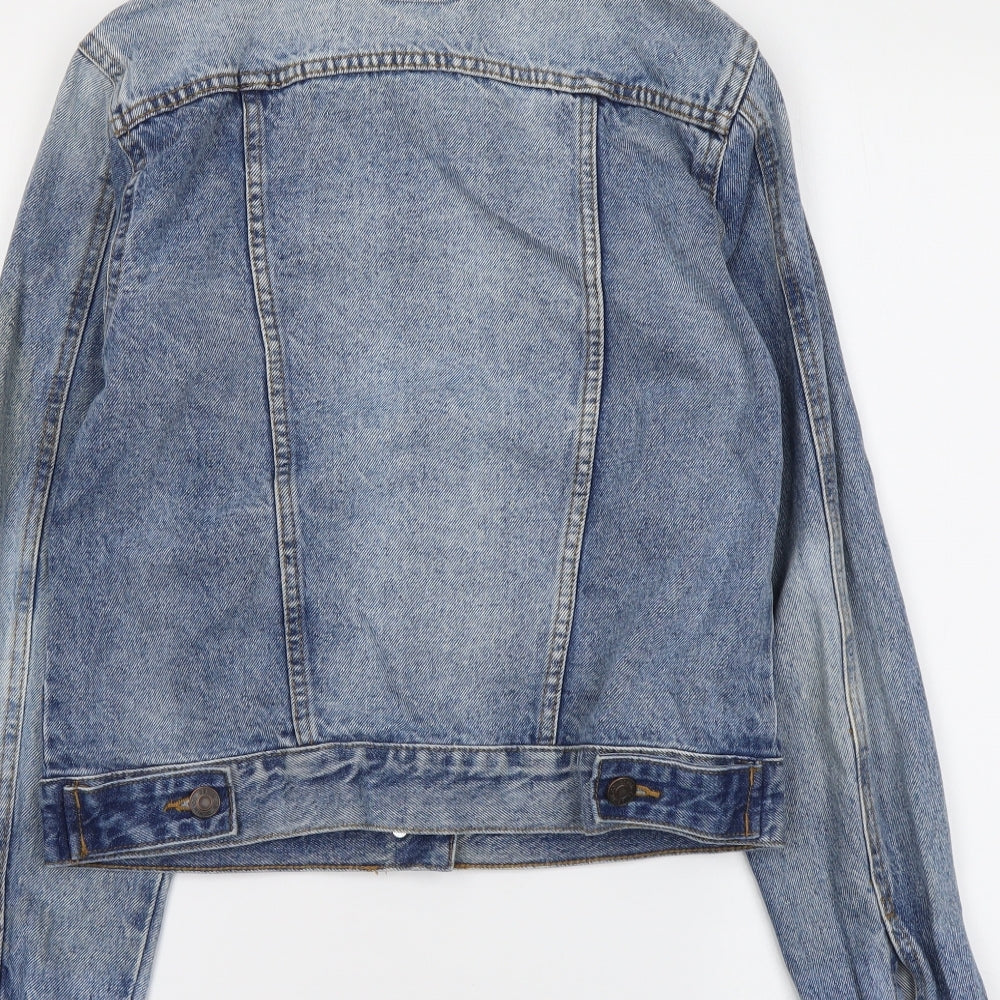 Denim & Co. Womens Blue Jacket Size 6 Button