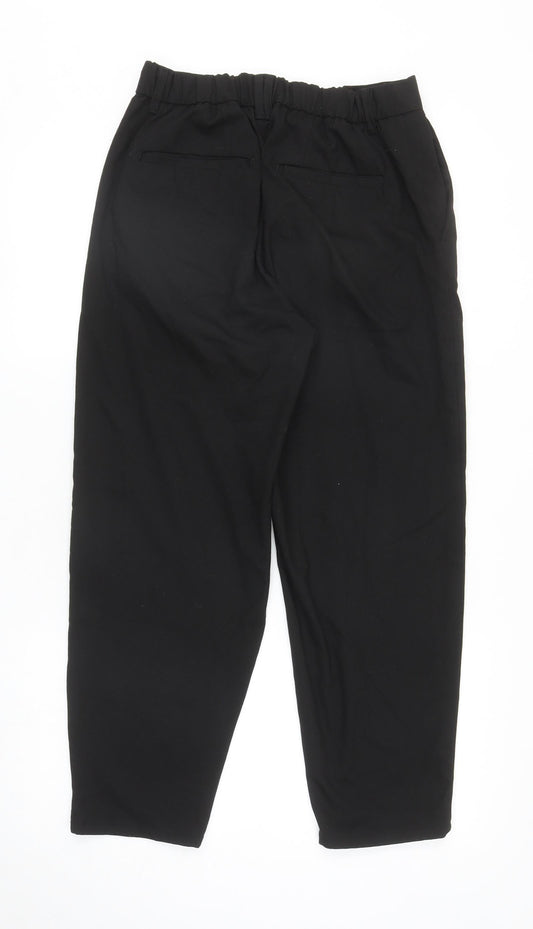 Bershka Womens Black Polyester Carrot Trousers Size S L25 in Regular Zip