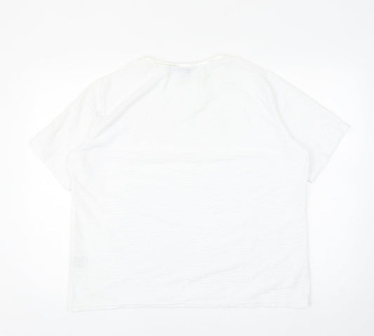 EWM Womens White Polyester Basic T-Shirt Size XL Round Neck - Textured