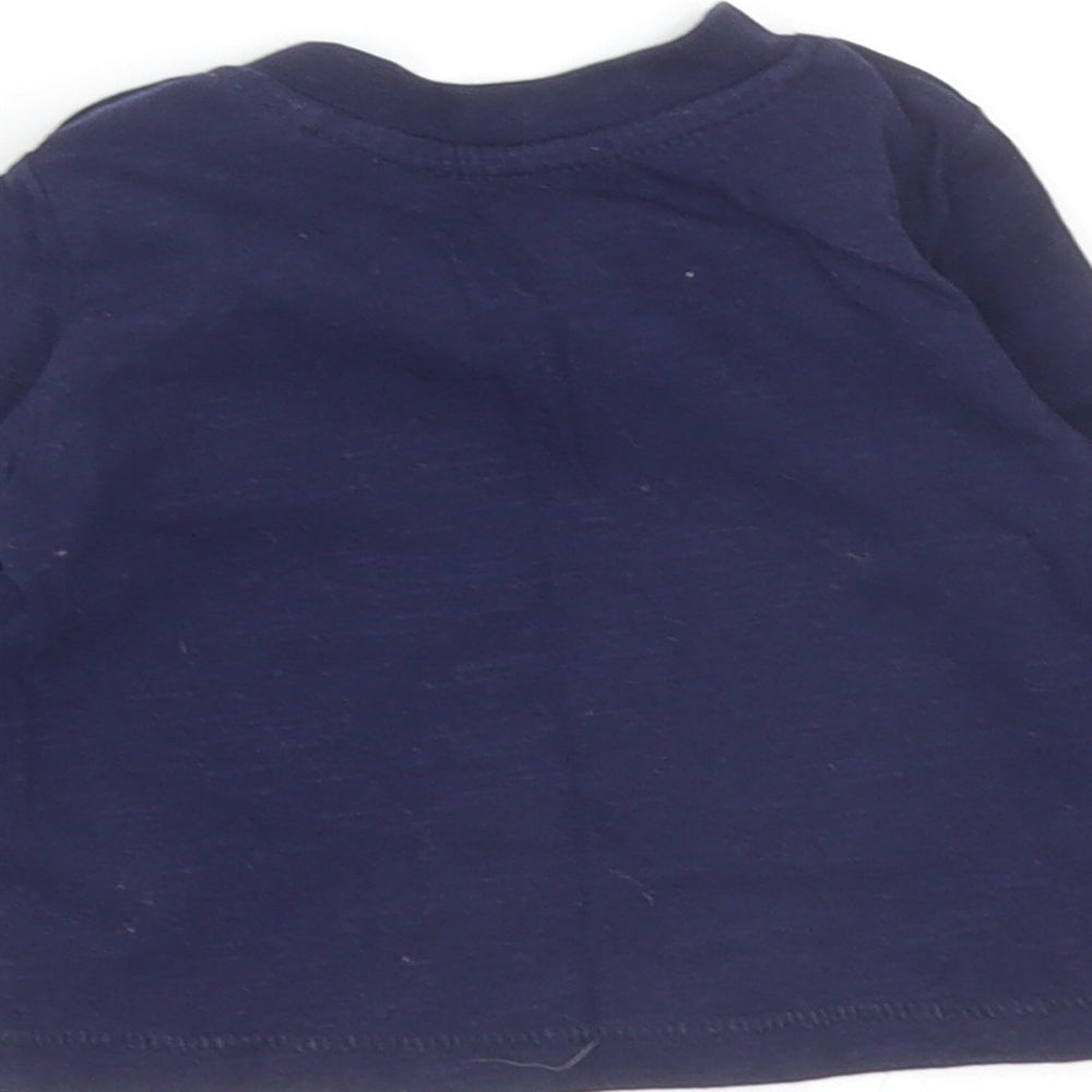 Primark Baby Blue Cotton Basic T-Shirt Size 0-3 Months Round Neck Snap