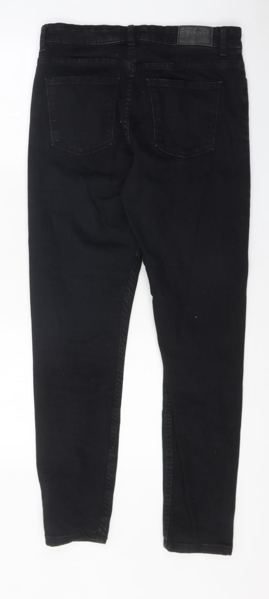Bershka Mens Black Cotton Skinny Jeans Size 38 in L23 in Regular Zip