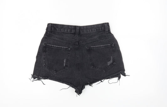 Denim & Co. Womens Black Cotton Hot Pants Shorts Size 8 Regular Zip