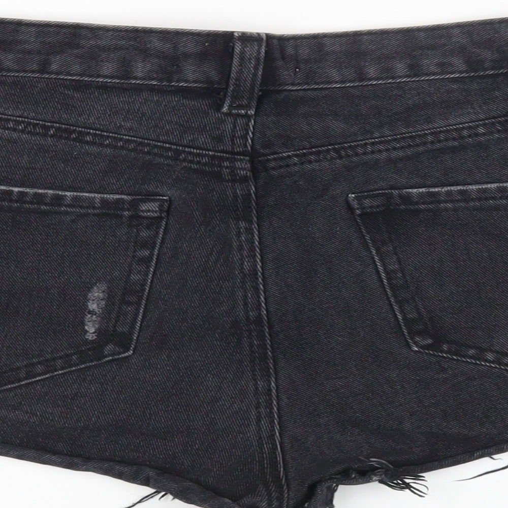 Denim & Co. Womens Black Cotton Hot Pants Shorts Size 8 Regular Zip