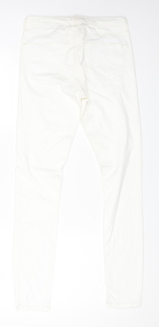Topshop Womens White Cotton Skinny Jeans Size 28 in L28 in Regular Zip