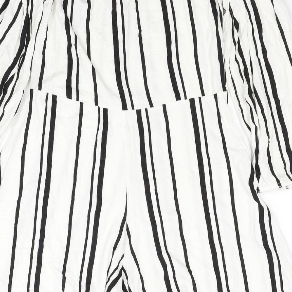 Boohoo Womens White Pinstripe Viscose Playsuit One-Piece Size 8 L3 in Pullover