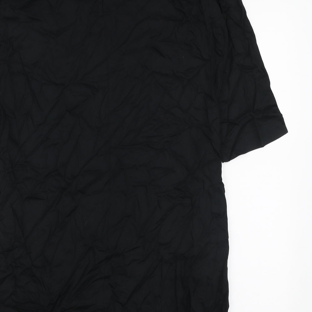Marks and Spencer Womens Black Viscose A-Line Size 8 Boat Neck Button